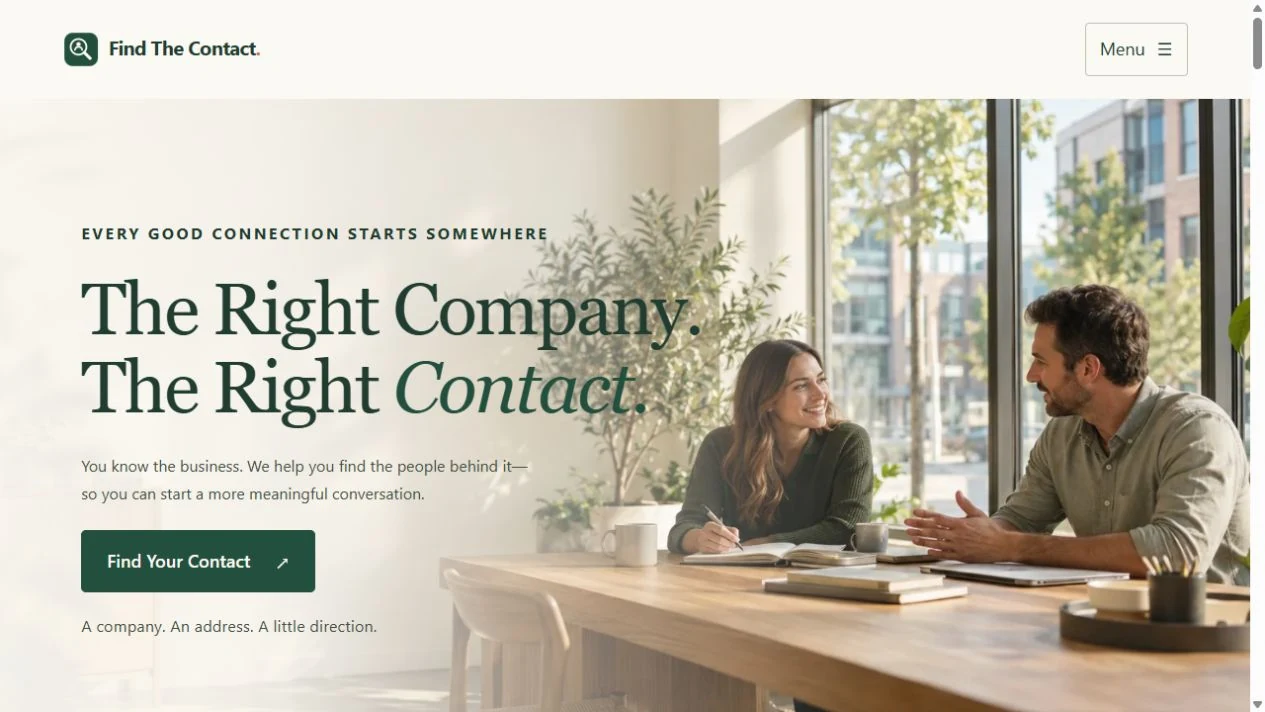 Website snapshot of Find The Contact