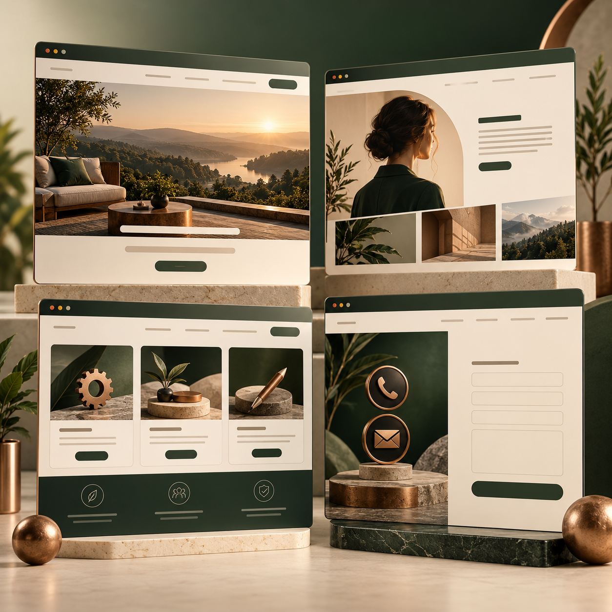 Illustration supporting Home, About, Services & Contact