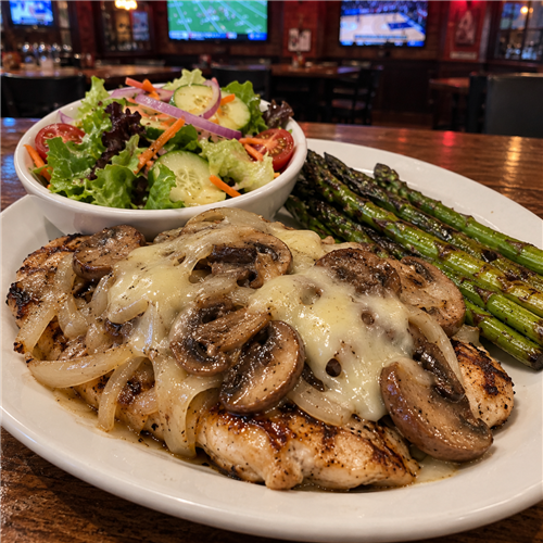 Grilled Mushroom Swiss Chicken