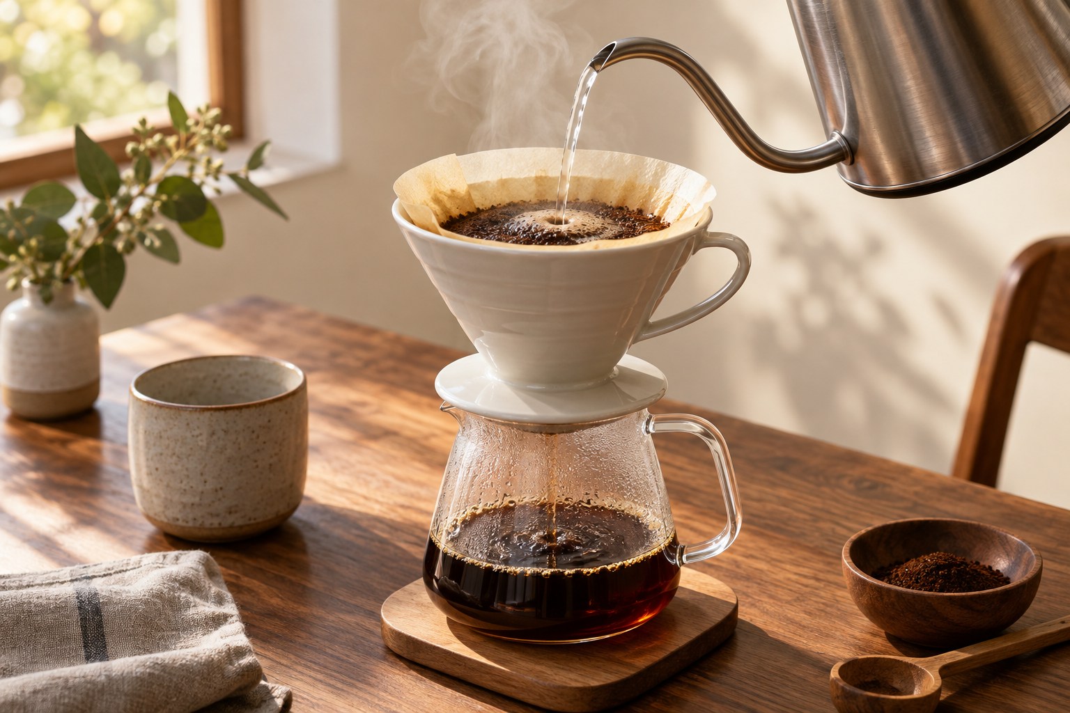 Pour-over coffee — menu-inspired illustration