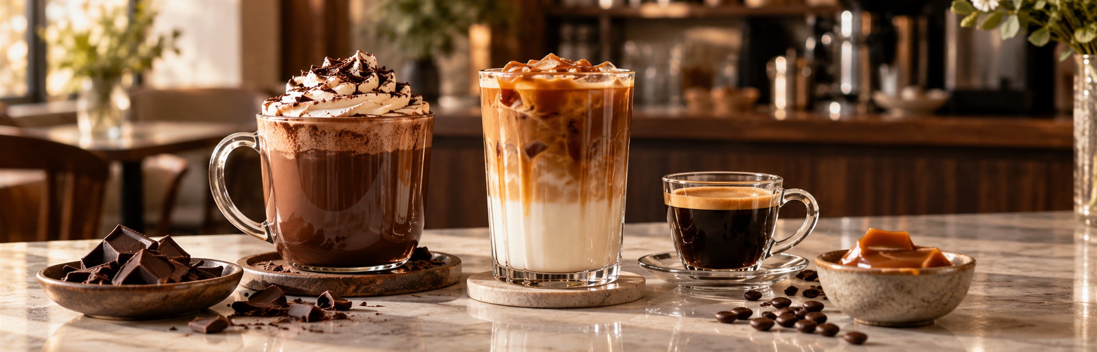Mocha, Macchiato And Flavor Accents — illustrative café photography