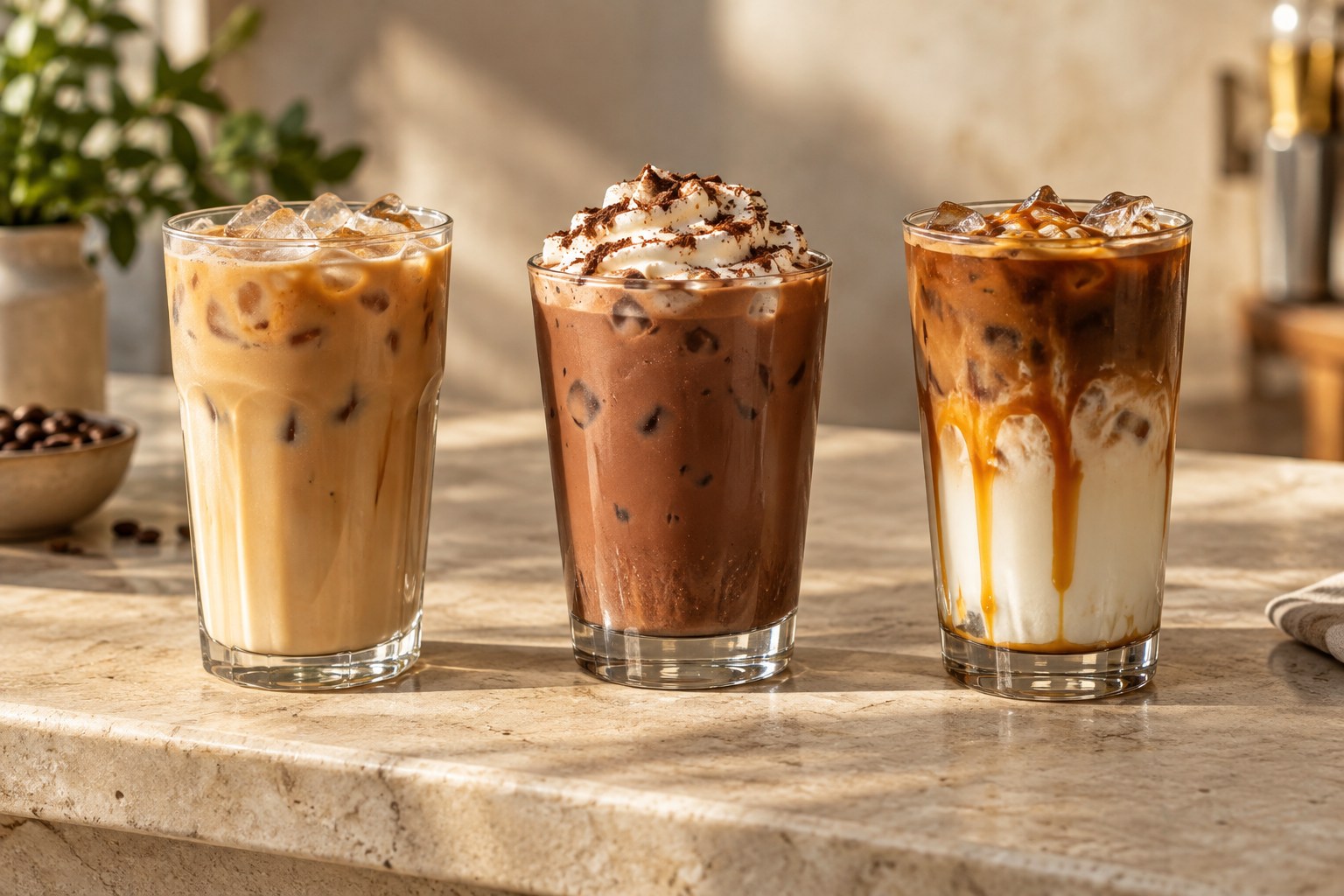 Iced Lattes, Mochas And Macchiatos — illustrative café photography