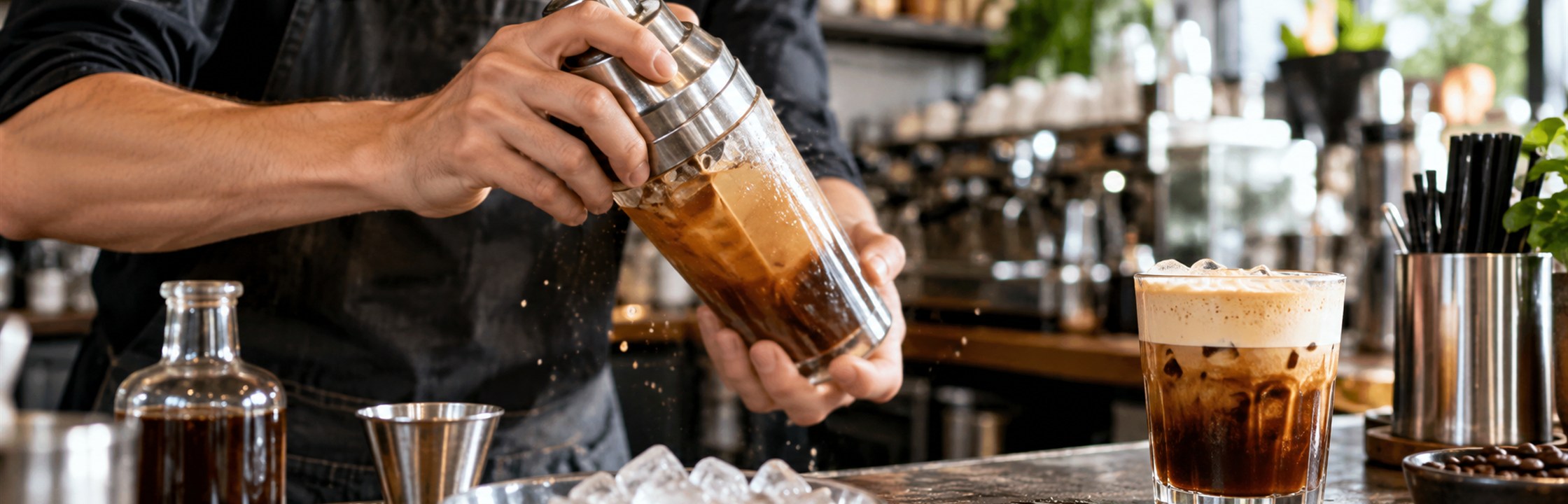 Shaken Espresso And Texture — illustrative café photography