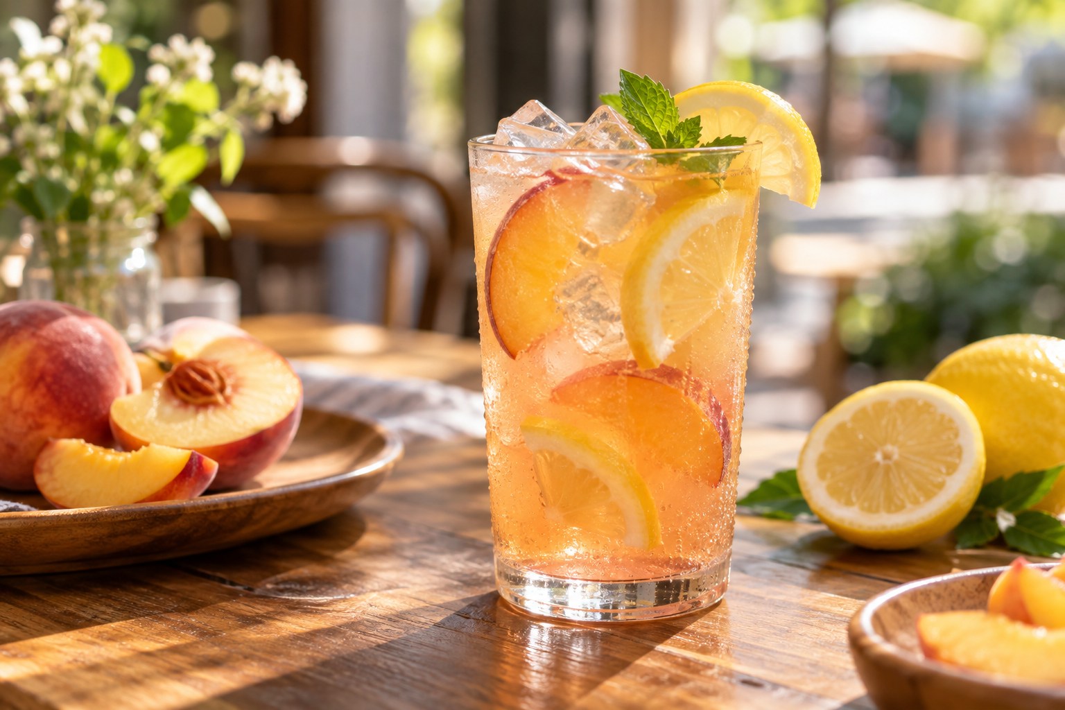 Peach Lemon Balances Soft And Tart — illustrative café photography