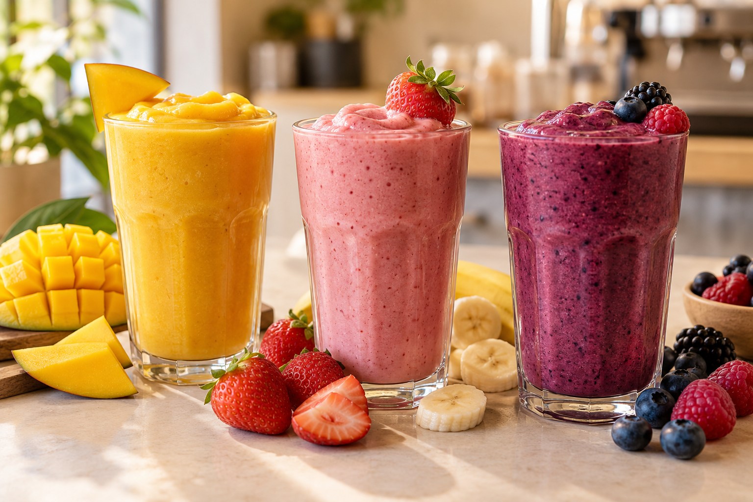 Fruit Smoothies — illustrative café photography