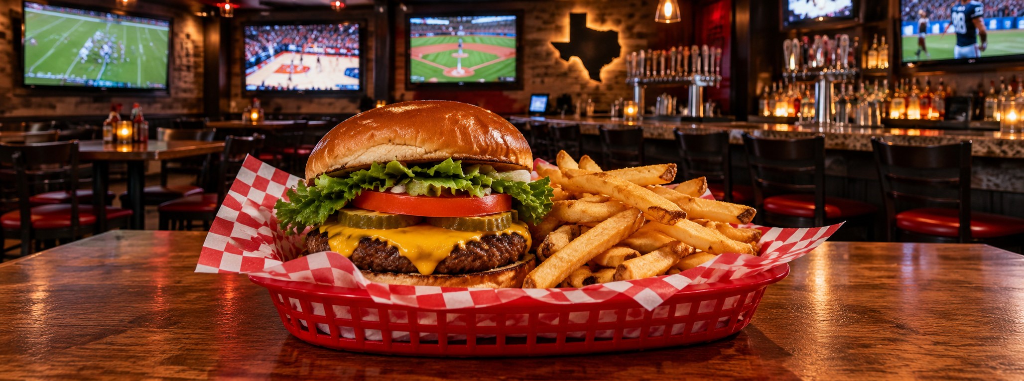 Sports-bar food and atmosphere