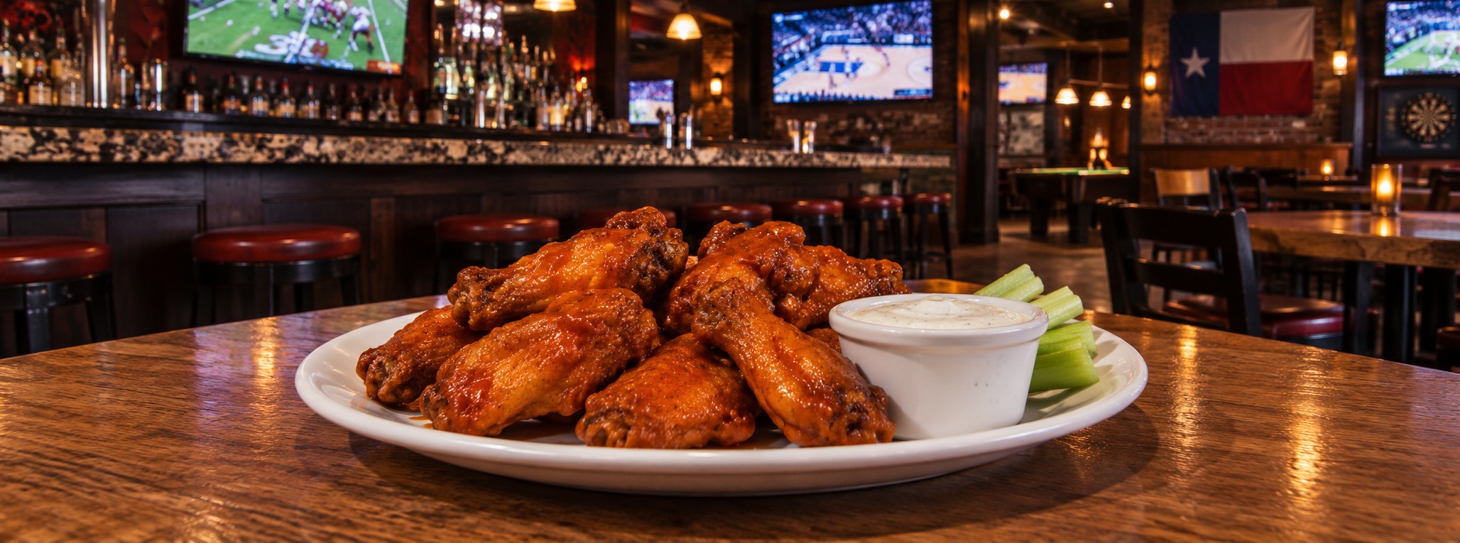 Sports-bar food and atmosphere