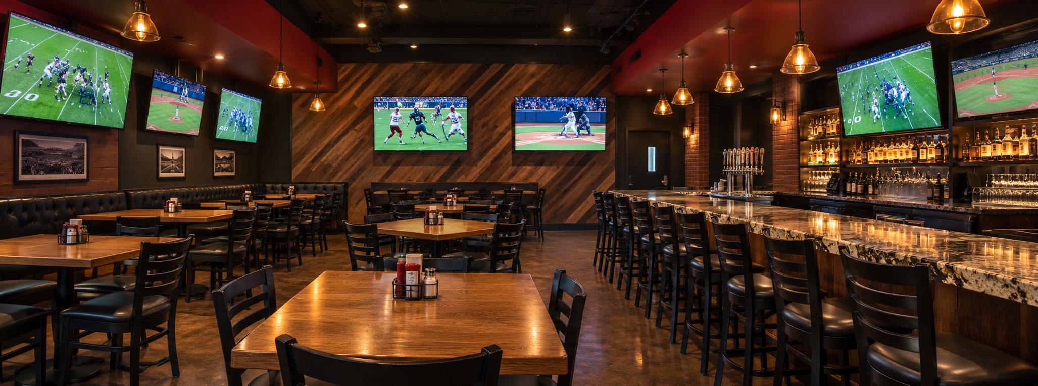 Sports-bar food and atmosphere