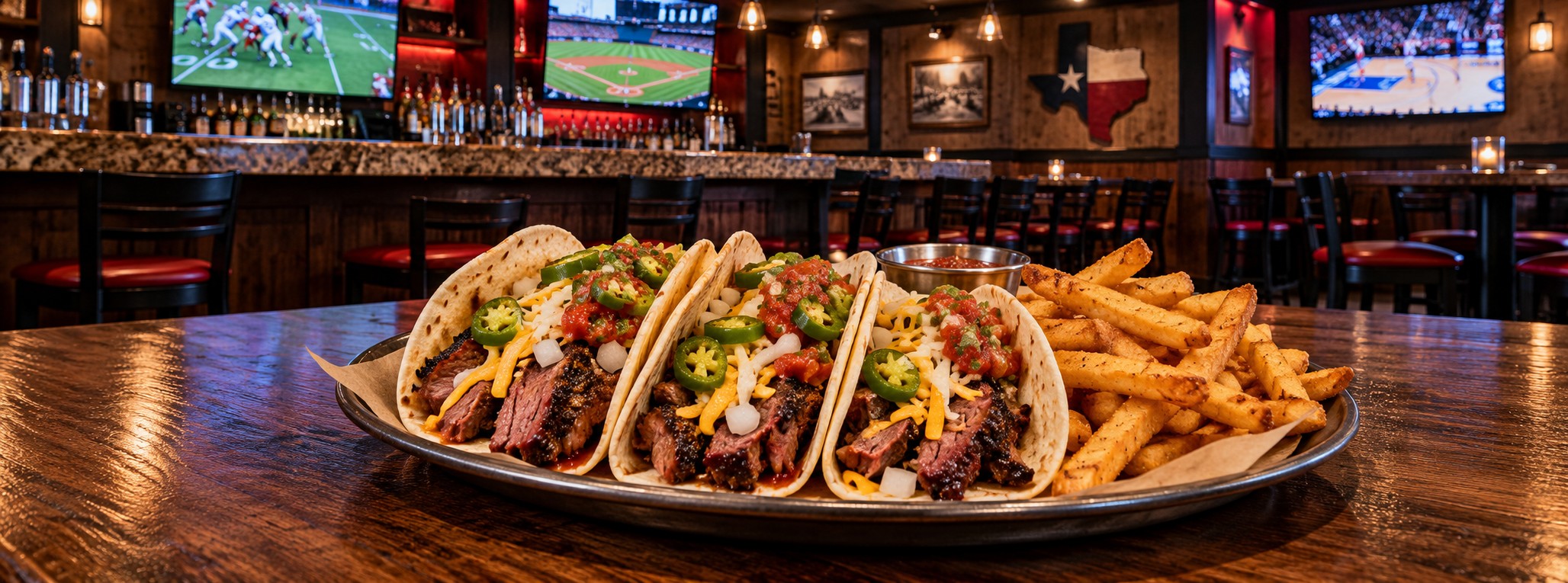 Sports-bar food and atmosphere