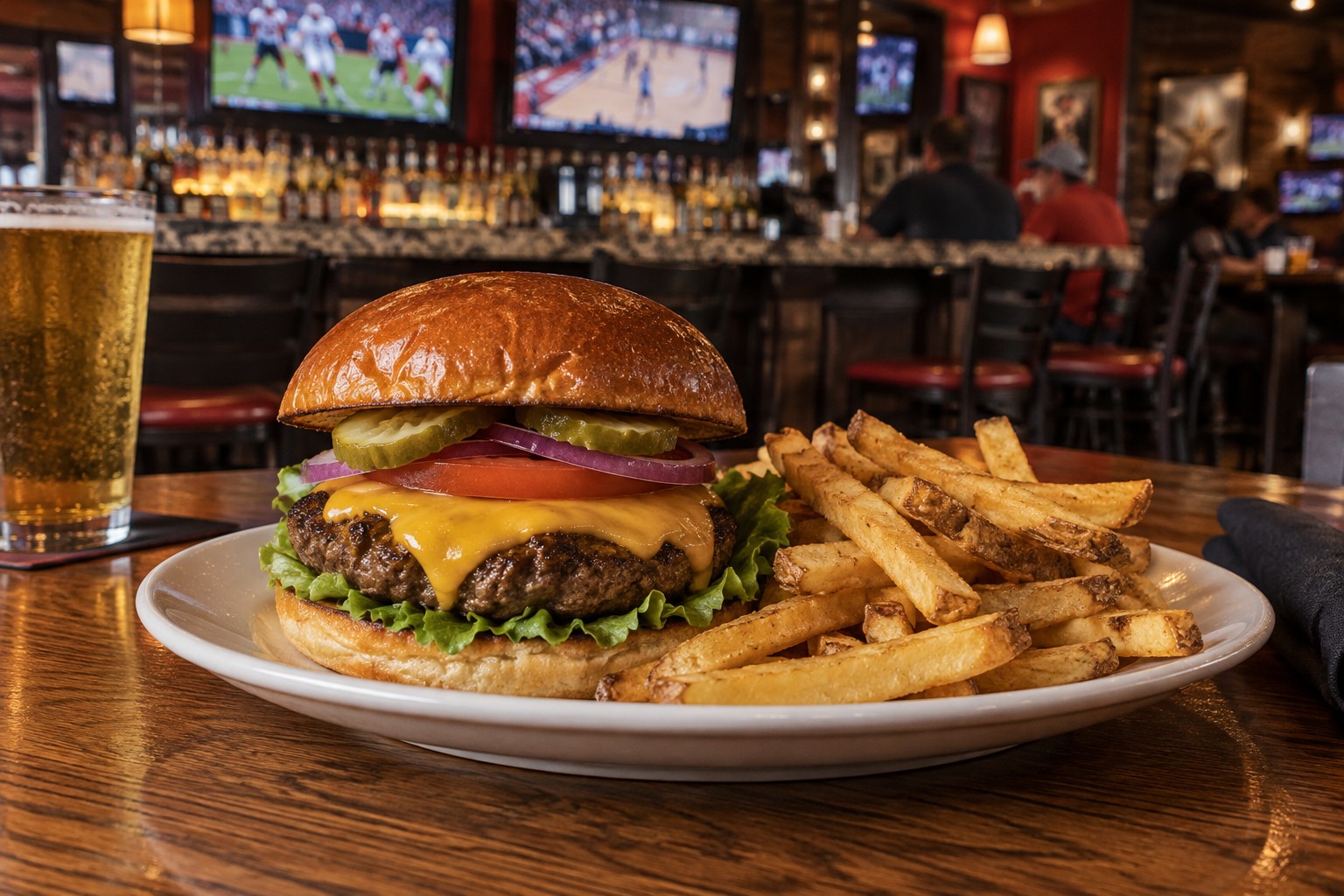 Burgers In Texas City — Hoppe's sports-bar photography