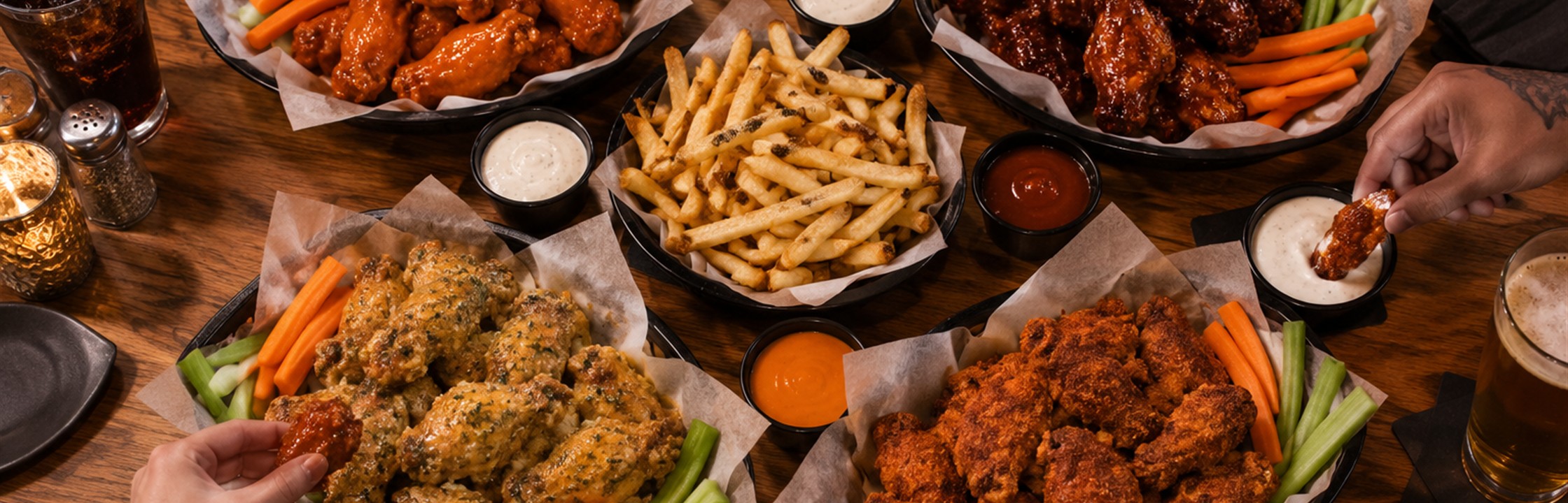 Use The Live Menu For Current Wings at a neighborhood sports bar