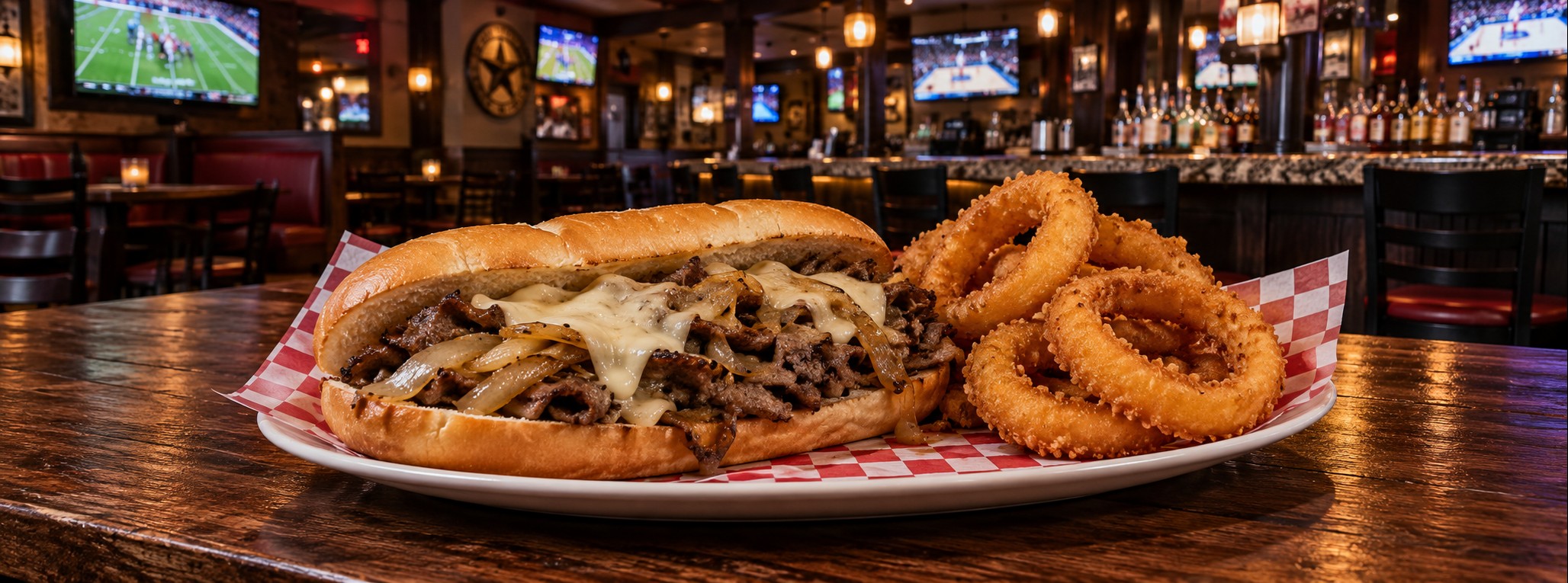 Sports-bar food and atmosphere