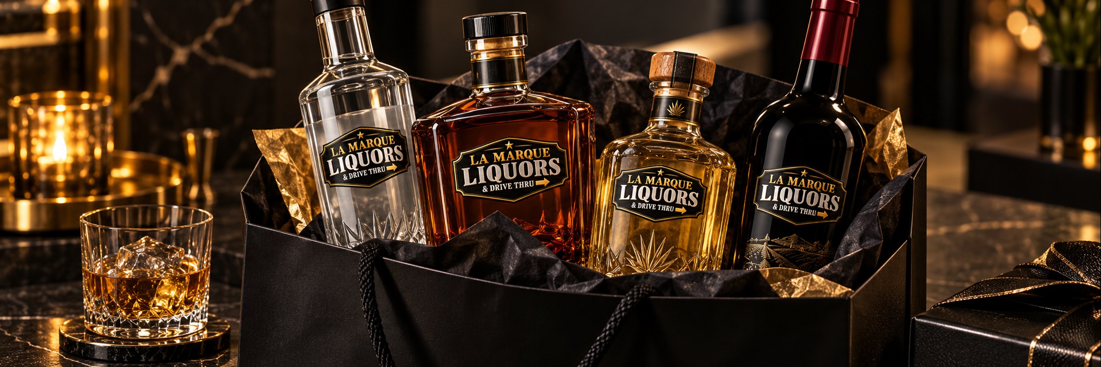Branded liquor-store artwork